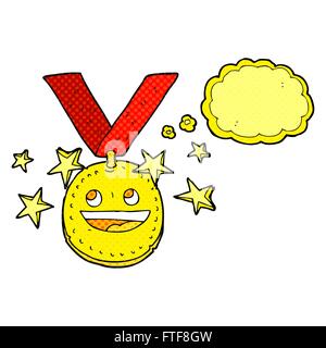 Freihändig gezeichnete Gedanken Bubble Cartoon happy Sport Medaille Stock Vektor