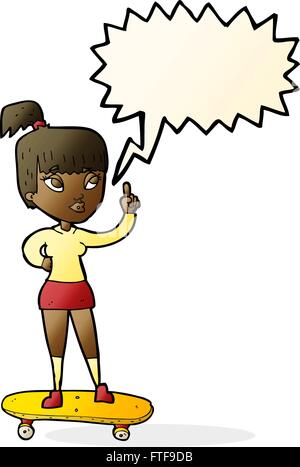 Cartoon-Skater-Girl mit Sprechblase Stock Vektor