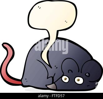 Cartoon weiße Maus mit Sprechblase Stock Vektor
