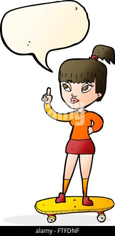 Cartoon-Skater-Girl mit Sprechblase Stock Vektor