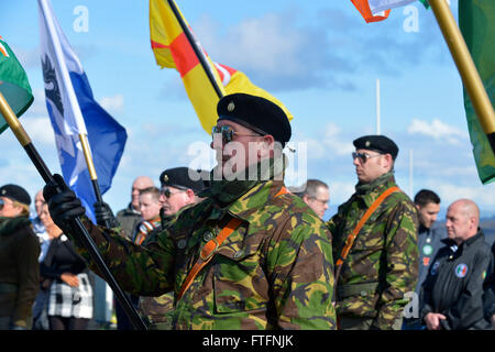 Londonderry, UK. 28. März 2016. Dissident Republikaner Gedenken 1916 Steigens in Londonderry, Nordirland, 28. 2016. Dissident Republikaner Gedenken den hundertsten Jahrestag der Osteraufstand von 1916. Bildnachweis: George Sweeney / Alamy Live News Stockfoto