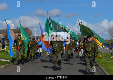 Londonderry, UK. 28. März 2016. Dissident Republikaner Gedenken 1916 Steigens in Londonderry, Nordirland, 28. 2016. Dissident Republikaner Gedenken den hundertsten Jahrestag der Osteraufstand von 1916. Bildnachweis: George Sweeney / Alamy Live News Stockfoto