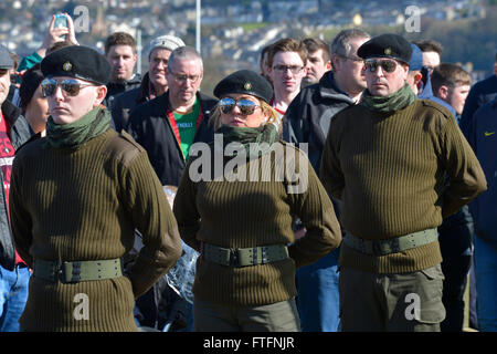 Londonderry, UK. 28. März 2016. Dissident Republikaner Gedenken 1916 Steigens in Londonderry, Nordirland, 28. 2016. Dissident Republikaner Gedenken den hundertsten Jahrestag der Osteraufstand von 1916. Bildnachweis: George Sweeney / Alamy Live News Stockfoto