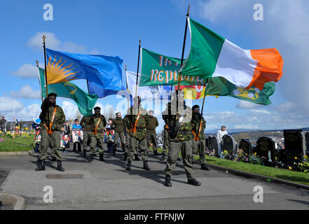 Londonderry, UK. 28. März 2016. Dissident Republikaner Gedenken 1916 Steigens in Londonderry, Nordirland, 28. 2016. Dissident Republikaner Gedenken den hundertsten Jahrestag der Osteraufstand von 1916. Bildnachweis: George Sweeney / Alamy Live News Stockfoto