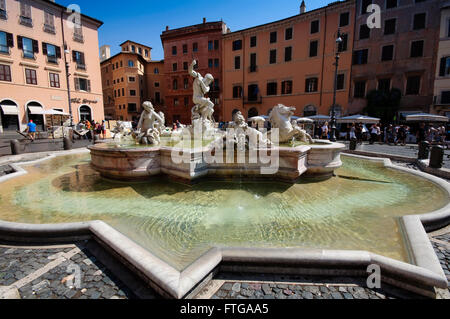 Italien, Latium, Rom, Piazza Navona Quadrat Neptun-Brunnen Fontana del Nettuno Stockfoto