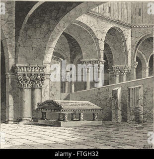 Diese Arbeit aus dem Jahr 1870 untersucht die Beziehung zwischen militärischem und religiösem Leben im Mittelalter und in der Renaissance und beschreibt die Rolle der Kirche, der Ritter und der religiösen Kriege bei der Gestaltung der europäischen Gesellschaft. Stockfoto