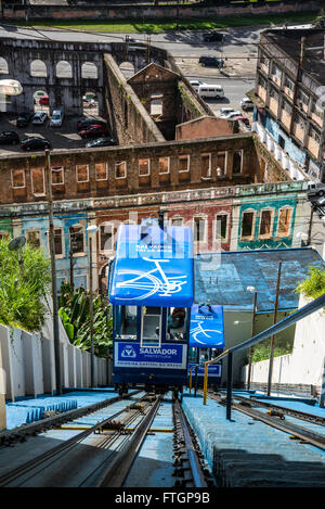 Standseilbahn verbindet die Unterstadt mit Santo Antonio Nachbarschaft, Salvador, Bahia, Brasilien Stockfoto