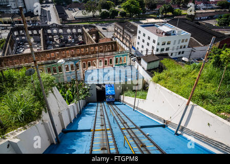 Standseilbahn verbindet die Unterstadt mit Santo Antonio Nachbarschaft, Salvador, Bahia, Brasilien Stockfoto