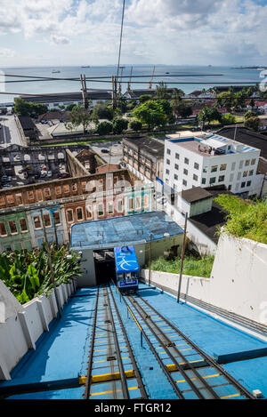 Standseilbahn verbindet die Unterstadt mit Santo Antonio Nachbarschaft, Salvador, Bahia, Brasilien Stockfoto