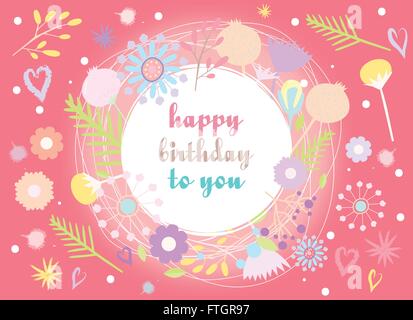Alles Gute zum Geburtstag.  Netter Gruß-Karte. Vektor-Illustration. Stock Vektor