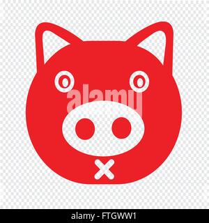 Niedliche Schwein Emotion Icon Illustration Schild design Stock Vektor