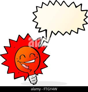 glücklich Blinkende Rotlicht Lampe Cartoon mit Sprechblase Stock Vektor