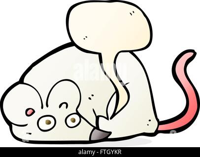 Cartoon weiße Maus mit Sprechblase Stock Vektor
