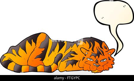 Cartoon ruhen Tiger mit Sprechblase Stock Vektor