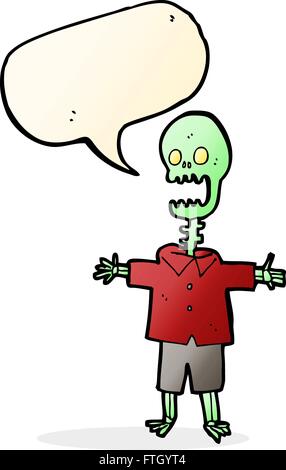 Cartoon-Skelett mit Sprechblase Stock Vektor