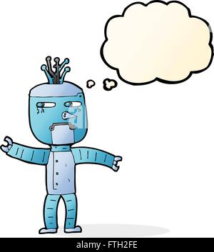 Cartoon Roboter mit Gedankenblase Stock Vektor
