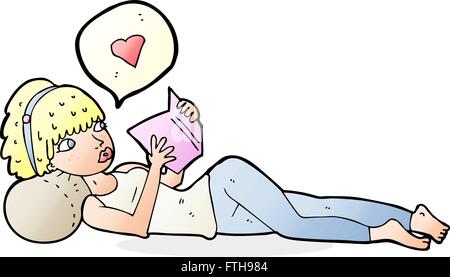 Cartoon-Frau lieben, ihr Buch zu lesen Stock Vektor