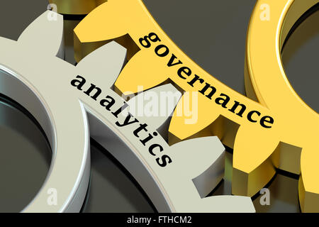 Analytics-Governance-Konzept auf die Zahnräder, 3D rendering Stockfoto