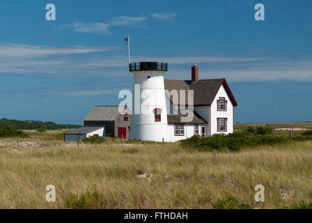 Stufe Hafen Leuchtturm ist eine berühmte Leuchtturm auf Cape Cod mit seiner Laterne entfernt. Stockfoto