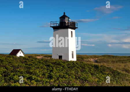Holz-Ende-Leuchtturm ist ein beliebter Anziehungspunkt für Touristen, die am Ende von Cape Cod in Provincetown, Massachusetts. Stockfoto