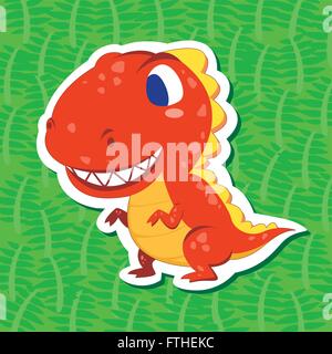 ein niedlicher Dinosaurier Aufkleber mit Tyrannosaurus Stock Vektor