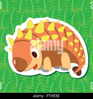 ein niedlicher Dinosaurier Aufkleber mit Ankylosaurus Stock Vektor