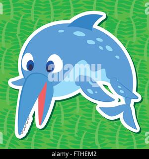 ein niedlicher Dinosaurier Aufkleber mit Shonisaurus Stock Vektor