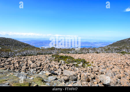 Felsbrocken auf Mount Wellington, TAS in Hobart, Tasmanien, Australien Stockfoto