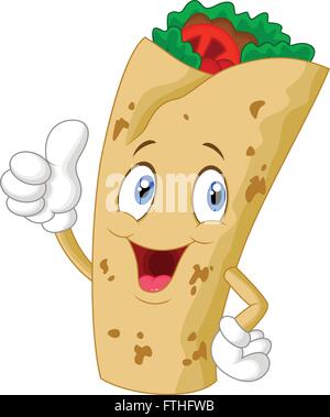 Burrito cartoon Charakter geben Daumen bis Stock Vektor