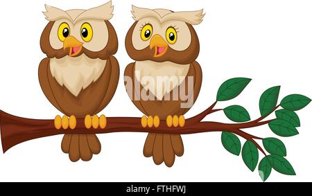 Cute owl Paar Cartoon Stock Vektor