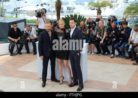 Fototermin der Mad Max Film "The Fury Road" von George Miller, 68 th Cannes Filmfestival. Personen: Tom-Hardy-Charlize-Theron-a Stockfoto