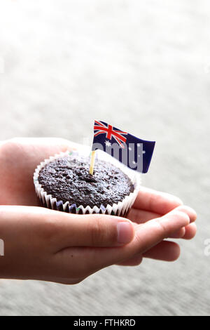 Australische Flagge auf Schokoladentörtchen Stockfoto