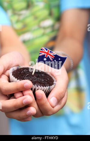 Australische Flagge auf Schokoladentörtchen Stockfoto