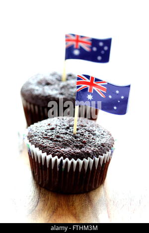 Australische Flagge auf Schokoladentörtchen Stockfoto