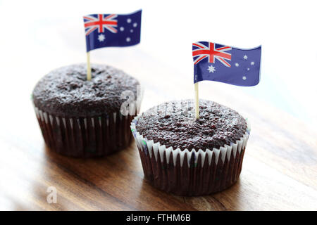 Australische Flagge auf Schokoladentörtchen Stockfoto