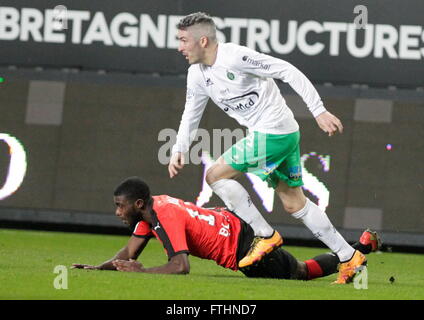 Fabien Lemoine wenn eine Liga entsprechen Stade Rennais - AS Saint-Étienne 4. Februar 2016 in Roazhon Park, Rennes Stockfoto