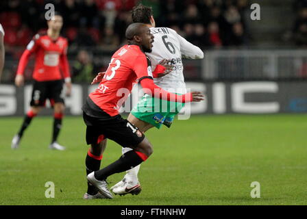 : Giovanni Sio wenn eine Liga entsprechen Stade Rennais - AS Saint-Étienne 4. Februar 2016 in Roazhon Park, Rennes Stockfoto