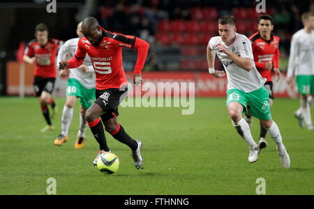 Giovanni Sio wenn eine Liga entsprechen Stade Rennais - AS Saint-Étienne 4. Februar 2016 in Roazhon Park, Rennes Stockfoto