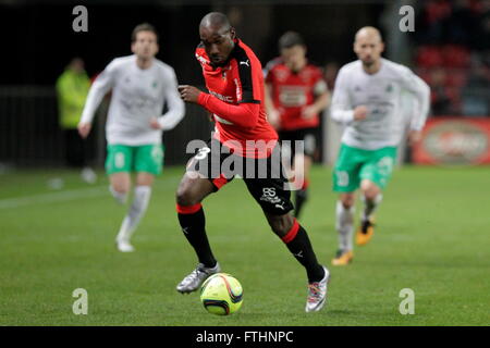 Giovanni Sio wenn eine Liga entsprechen Stade Rennais - AS Saint-Étienne 4. Februar 2016 in Roazhon Park, Rennes Stockfoto