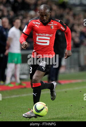 Giovanni Sio wenn eine Liga entsprechen Stade Rennais - AS Saint-Étienne 4. Februar 2016 in Roazhon Park, Rennes Stockfoto