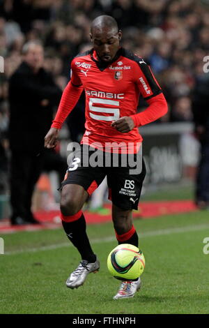 Giovanni Sio wenn eine Liga entsprechen Stade Rennais - AS Saint-Étienne 4. Februar 2016 in Roazhon Park, Rennes Stockfoto