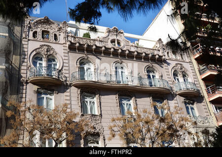 Fassade der Clinica Baviera, Gran Vía Marqués del Turia, Valencia, Spanien Stockfoto