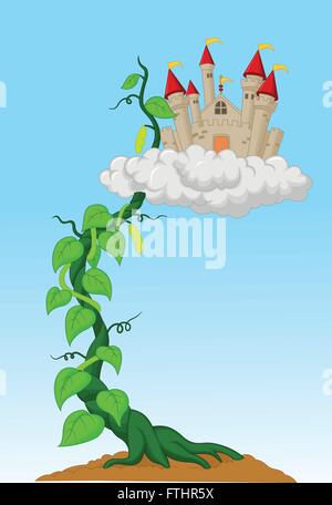 Bean Sprout mit Schloss in den Wolken Stock Vektor