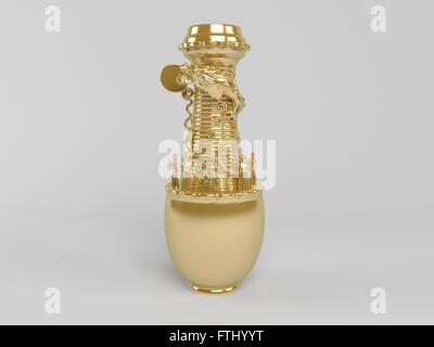 3D goldene Statue, die mit Gold auf einem weißen Szenenhintergrund gemalt Stockfoto