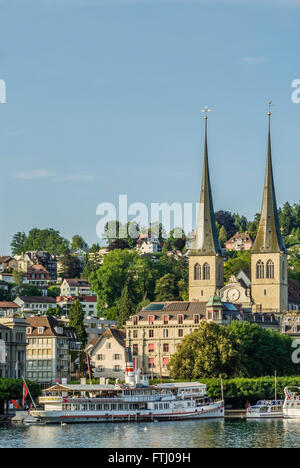 Stiftskirche St. Leodegar Hofkirche, Luzern, Schweiz Stockfoto