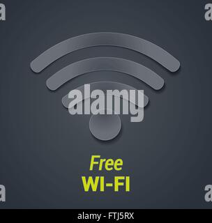 Wi-Fi-Symbol-Vektor-Illustration. Kostenlose wi-Fi Hotspot Symbol als dunklem Papier ausgeschnitten. Vektor Stock Vektor