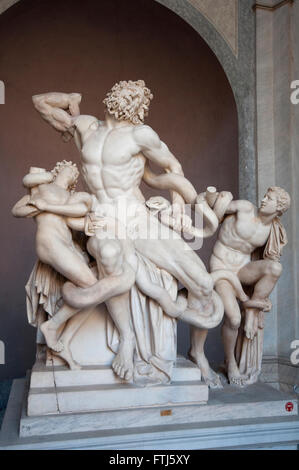 Italien, Latium, Rom, Vatikan, Vatican Museum, Ottagonale, Laocoonte, Statue des Laokoon und seine Söhne Stockfoto