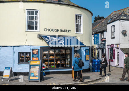 Das preisgekrönte Alpenkrähe Bäckerei in Padstow, Cornwall. Stockfoto