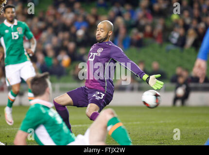 Aviva Stadion, Dublin, Irland. 29. März 2016. Internationaler Fußball freundlich Irland vs. Slowakei. Darren Randolph ist für die Slowakei das zweite Tor geschlagen. © Aktion Plus Sport/Alamy Live-Nachrichten Stockfoto