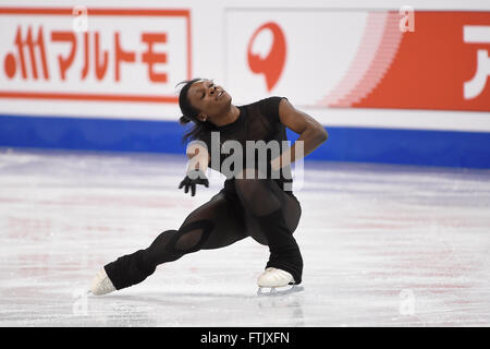 Dienstag, 29. März 2016: Mae Berenice Meite Frankreich Schlittschuhe während einer Übung bei der International Skating Union Weltmeisterschaft statt im TD Garden, in Boston, Massachusetts. Eric Canha/CSM Stockfoto